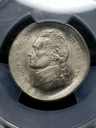 VERY LARGE PCGS MS64 1999 JEFFERSON NICKEL - BROADSTRUCK OUT OF COLLAR ERROR. 2