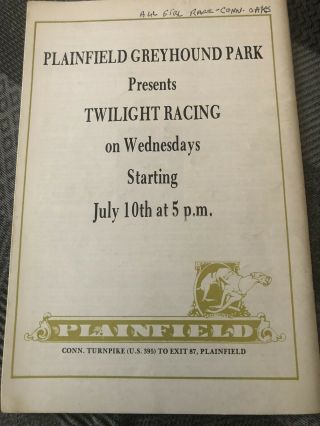 1985 Plainfield Greyhound Program The 4th Connecticut Oaks 2