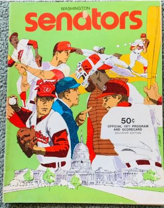 1971 Washington Senators Official Program And Scorecard Souvenir Edition