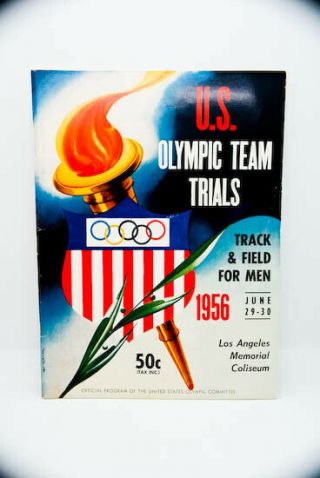 1956 Los Angeles Us Olympic Team Trials Track & Field Coliseum Program