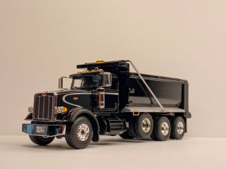 1:50 First Gear Peterbilt 367 Black Dump Truck Tri Axle Custom