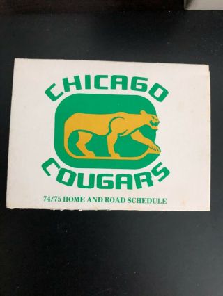 Pocket Schedule / Wha 1974 - 75 Chicago Cougars Nm