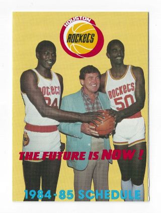1984 - 85 Houston Rockets Pocket Schedule - Olajuwon Rookie Year - Ex - Mt