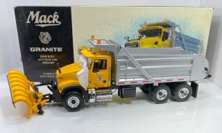 First Gear 1/34 Scale Mack Granite Dump Truck W/plow”mack Dot Version”