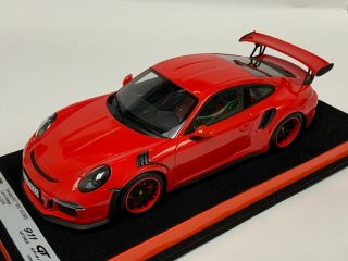 1/18 Gt Spirit Porsche 911 " 991 " Gt3 Rs Lava Orange Orange Wheels Suede Base
