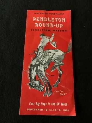 1961 Pendleton Round - Up Rodeo Schedule Brochure Ticket Order Form Happy Canyon