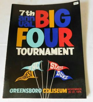 1976 7th Annual Big Four Tournament Unc Wake Forest Ncsu Duke Program Book