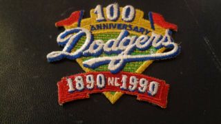 1990 Los Angeles Dodgers 100th Anniversary Embroidered Patch 3 1/4 X 3 1/4 " - Mt