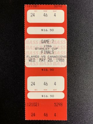 1986 Nhl Stanley Cup Finals Playoff Gm 7 Ticket Calgary Flames Vs Mont Canadiens