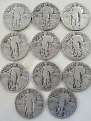11 Different Dates And Marks Silver Standing Liberty Quarters 1925 To 1930s