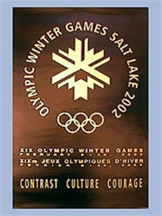Salt Lake City 2002 Logo - Winter Olympic Poster - Black & Gold Logo 22 " X34 "