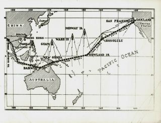 1937 Press Photo Map Showing Clipper Aid Stations Along Map Of Earhart 
