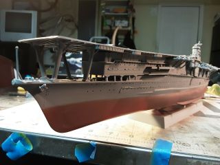 Built Plastic Model In 1/450 Scale Of The Japanese Carrier Akagi