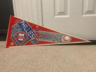 Vintage 1993 Philadelphia Phillies Nl Champions World Series Pennant Flag