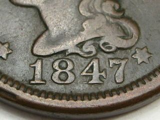 1847/1847 Large Cent N - 1 Rpd Newcomb 1 Variety.  24