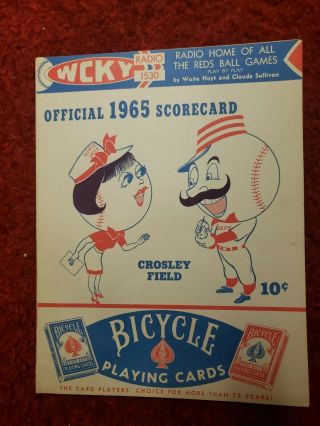 1965 Cincinnati Reds Crosley Field Official Scorecard