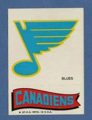 1973 - 74 Topps Nhl Hockey Color Team Stickers: 18 St.  Louis Blues / Canadiens