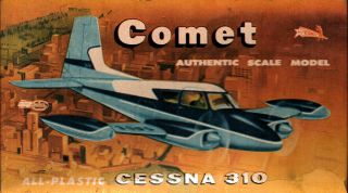Comet 1/62 Scale Cessna 310 Twin Engine Light Plane Kit Pl - 15:29 (1956) Open Box