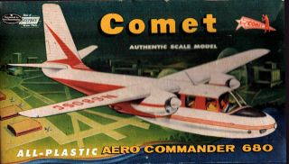 Comet 1/81 Scale Aero Commander 680 Twin Engine Airplane Kit Pl - 24 (1956) Open B