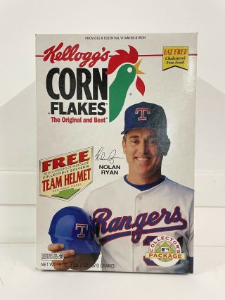 Nolan Ryan 1991 Kellogg’s Corn Flakes Cereal Box Texas Rangers