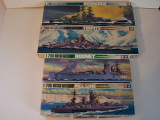 4 Vintage World War 2 British & German Military Ship Model Kits In 1/700th Scale