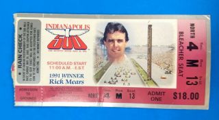1992 Indianapolis Motor Speedway Indy 500 Race Ticket Stub - Rick Mears