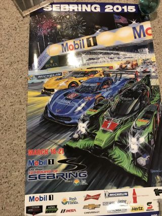 Sebring 2015 Mobil 1 Twelve Hours Of Sebring Event Poster 22 X 37 "