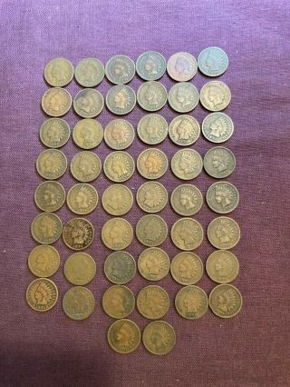 Coins: Roll Of 50 1891 Indian Head Pennies