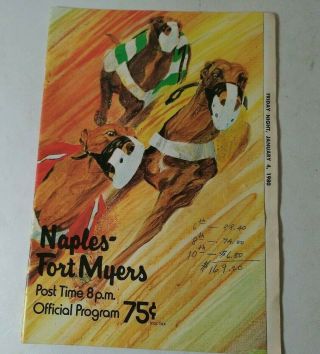 Three Vintage January 1980 Official DOG RACING Programs Naples - Fort Myers 2