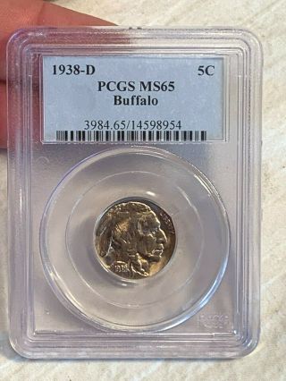 1938d 1938 - D Indian Head Buffalo Nickel Pcgs Ms65 Slabbed U.  S.  5c Coin 5 Cent