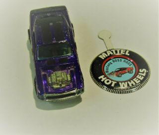 Rare Hot Wheels Redline Spoilers Mustang Boss Hoss 3 Purple Hk 1969 With Button