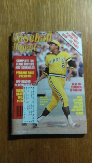 April 1980 Baseball Digest Willie Stargell Ex - Mt