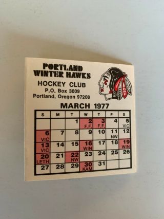 1976 - 77 Portland Winter Hawks Pocket Schedule (minor League Hockey)