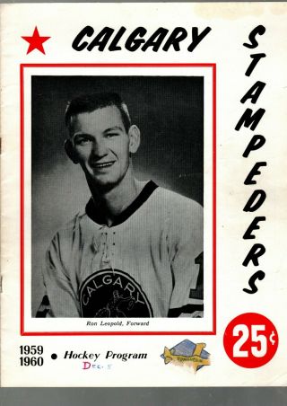 1959 - 60 Whl Hockey Program: Edmonton Flyers At Calgary Stampeders,  Dec 5,  Leopol
