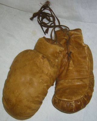 Antique Pair Youth Or Small Leather Boxing Gloves Man Cave Decor