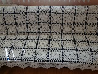 Vintage White Antique Hand Made Lace Bed Cover - 71 " X 51 "
