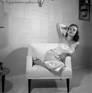 Bunny Yeager Black & White Camera Negative Pretty Model 1950s Slinky Dress Fab