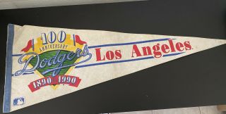 Los Angeles Dodgers 100th Anniv Pennant 1990 Good/ 30 " X30 " X12 "