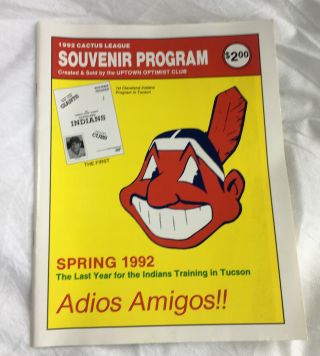 1992 Cleveland Indian Baseball Spring Training Souvenir Program