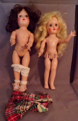 Two Ideal Hard Plastic Dolls P 91 And 90 W Toni Blonde And Brunette