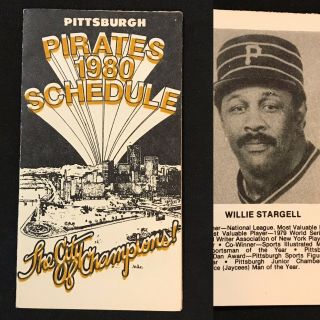 1980 Pittsburgh Pirates Pocket Schedule Willie Stargell