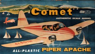 Comet 1/64 Piper Apache Twin Engine General Aviation Light Plane Kit Pl - 23 (1958