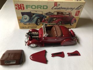 Vintage Amt 1936 Ford Coupe Roadster 3 In 1 Model Kit Built Beauty Trophy Series