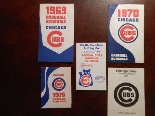 Vintage Chicago Cubs Pocket Schedules Including Cubs Minor League