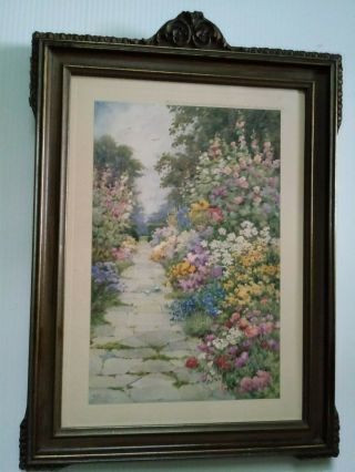 Antique English Garden Print By Raphael Tuck&sons After Floram Pilkington Framed