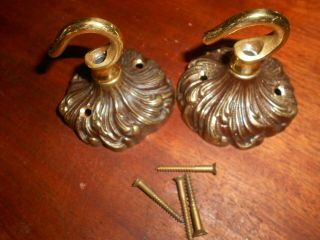 Antique Vintage Pair French Rococo Style Brass Ceiling Roses