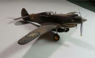Vintage Hand Built Painted Model Kit Ww2 World War Two P - 40 Warhawk Flying Tiger