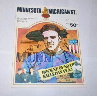 1972 Minnesota Gophers V Michigan State Spartans Football Program Biggie Munn