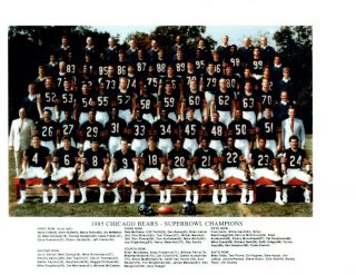 1985 Chicago Bears Bowl Champs 8x10 Team Photo Payton Illinois Football