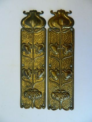 Antique Reclaimed Brass Door Push Plates Poppies